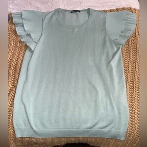 Adrianna Papell Mint Green Ruffle Sleeve Knit Top
